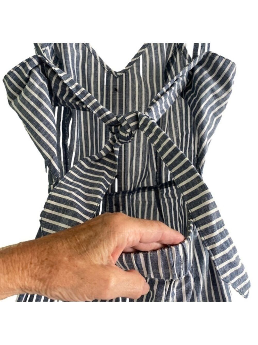 Rachel Roy Jumpsuit Cropped Blue and White Stripe Womens Size 6 - Picture 5 of 7